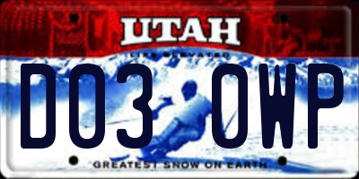 UT license plate D030WP