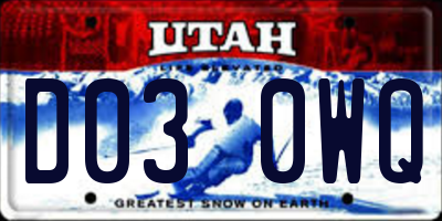 UT license plate D030WQ