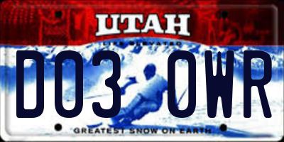 UT license plate D030WR