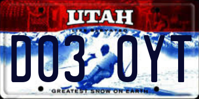 UT license plate D030YT