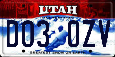 UT license plate D030ZV
