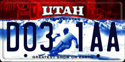 UT license plate D031AA