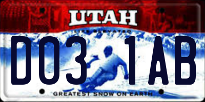 UT license plate D031AB