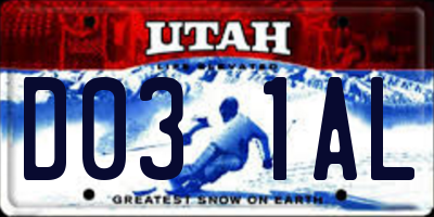 UT license plate D031AL