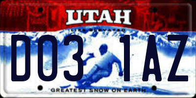 UT license plate D031AZ