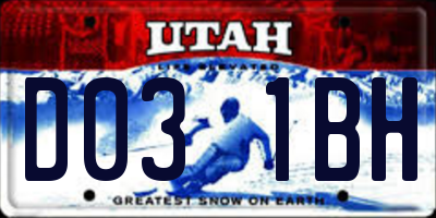UT license plate D031BH