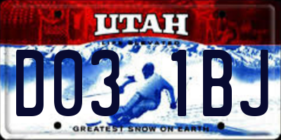 UT license plate D031BJ
