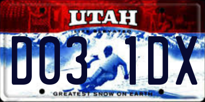 UT license plate D031DX