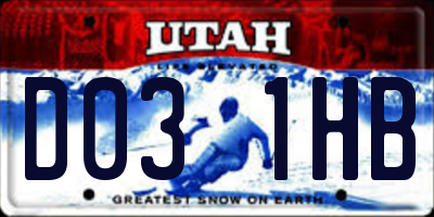 UT license plate D031HB