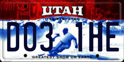 UT license plate D031HE