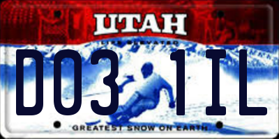 UT license plate D031IL
