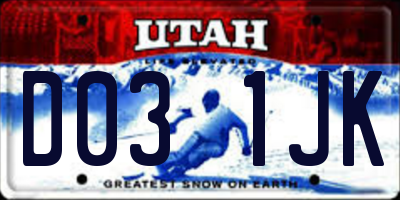 UT license plate D031JK