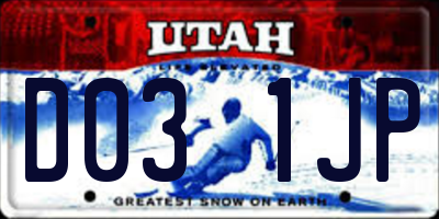 UT license plate D031JP