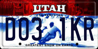 UT license plate D031KR
