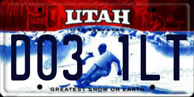 UT license plate D031LT
