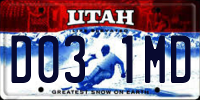 UT license plate D031MD