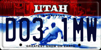 UT license plate D031MW