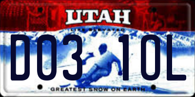 UT license plate D031OL