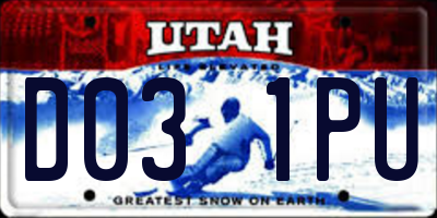 UT license plate D031PU