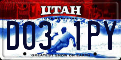 UT license plate D031PY