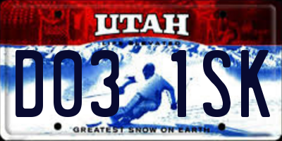 UT license plate D031SK