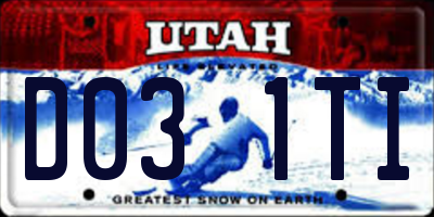 UT license plate D031TI