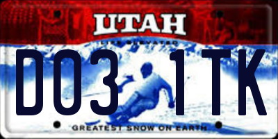UT license plate D031TK