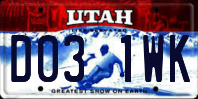 UT license plate D031WK