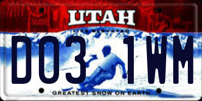 UT license plate D031WM
