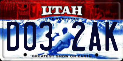 UT license plate D032AK