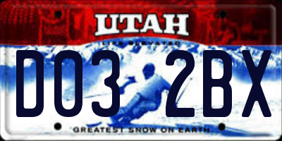 UT license plate D032BX