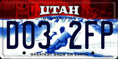 UT license plate D032FP