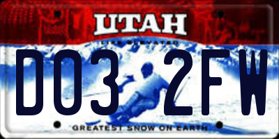 UT license plate D032FW