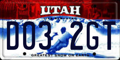 UT license plate D032GT