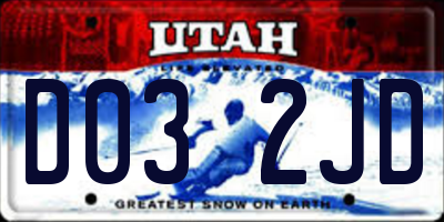 UT license plate D032JD