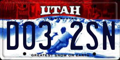 UT license plate D032SN