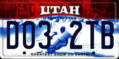 UT license plate D032TB