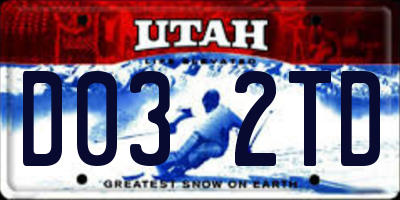 UT license plate D032TD
