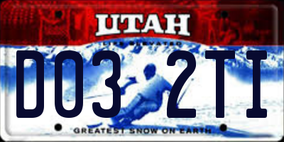 UT license plate D032TI