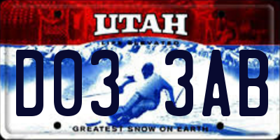 UT license plate D033AB