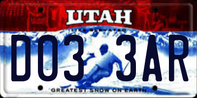 UT license plate D033AR