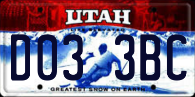 UT license plate D033BC