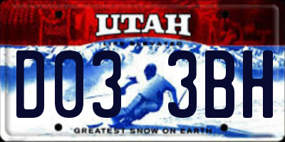 UT license plate D033BH