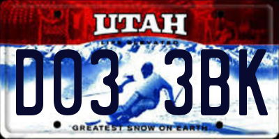 UT license plate D033BK