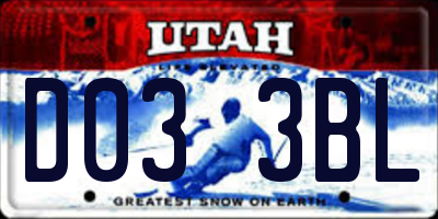 UT license plate D033BL