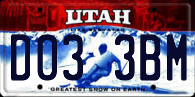 UT license plate D033BM