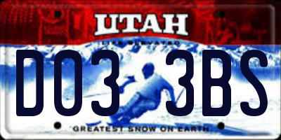 UT license plate D033BS