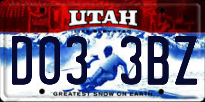 UT license plate D033BZ