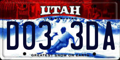 UT license plate D033DA