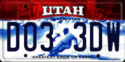 UT license plate D033DW